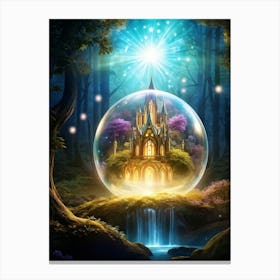 Glowing Magic Ball Emitting Radiant Light Central To An Enchanted Forest Setting Fairytale World W Canvas Print