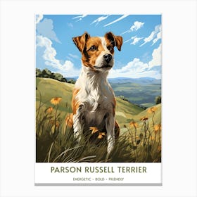 Parson Russell Terrier (Dog Breed - Travel Poster Style) 1 Canvas Print