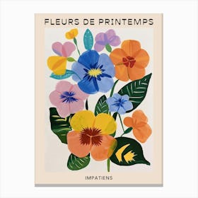 Spring Floral French Poster  Impatiens 3 Canvas Print