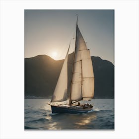 Sailboat Sailing At Sunset Canvas Print