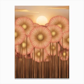 Pink Flowers At Sunset Canvas Print