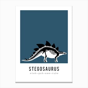 Stegosaurus, Dinosaur Boys Room Decor, Blue Canvas Print