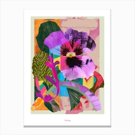 Pansy 3 Neon Flower Collage Poster Canvas Print