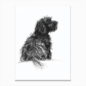 Portuguese Water Dog Charcoal Line Canvas Print