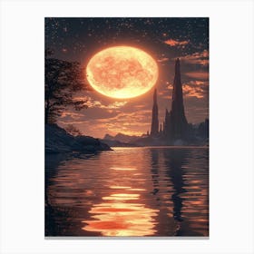 Moon In The Water Canvas Print