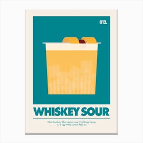 Whiskey Sour, Cocktail Print (Teal) Canvas Print