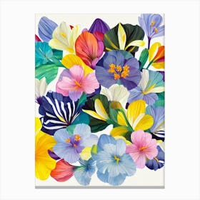 Crocus Modern Colourful Flower Canvas Print