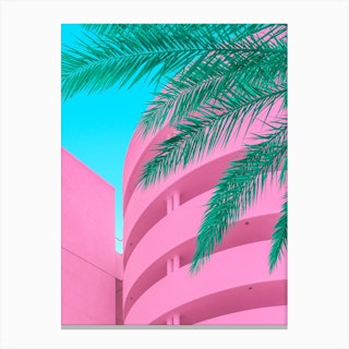 Pink Parking Garage With Palm Trees In San Diego Canvas Print
