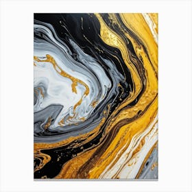 Abstract Texture On A Wall Swirling Pattern Of Fluid Gold Silver Yellow Grey And Black Resembli (4) Canvas Print