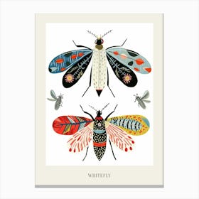 Colourful Insect Illustration Whitefly 8 Poster Canvas Print