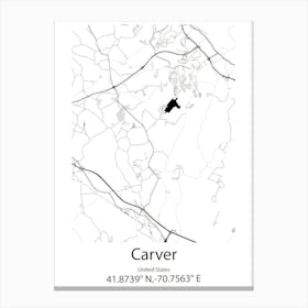 Carver,United States Minimalist Map 1 Stampe su tela