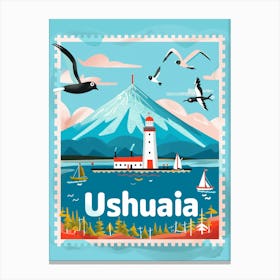 Nzme8932 Create A Minimalistic Postage Stamp Of Ushuaia Canvas Print