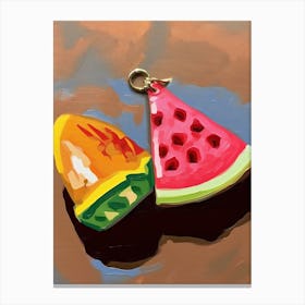Watermelon Slice Oil Painting 5 Canvas Print