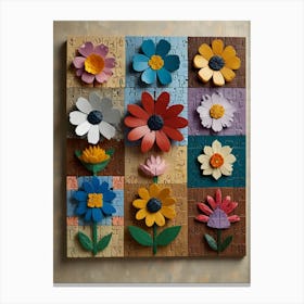 Puzzle Flowers Canvas Print