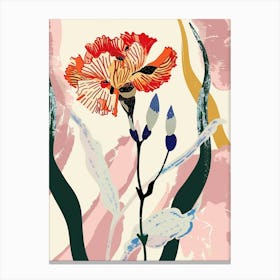 Colourful Flower Illustration Carnation Dianthus 2 Canvas Print