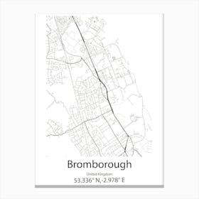 Bromborough,United Kingdom Minimalist Map Stampe su tela