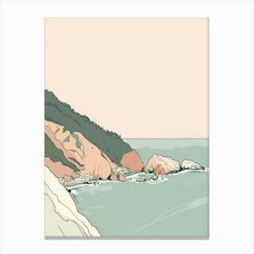 Mount Tamalpais Usa Color Line Drawing (3) Canvas Print