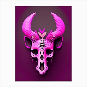 Animal Skull 2 Pink Mexican Canvas Print