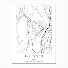 Guilherand,France Minimalist Map Canvas Print