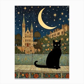 Cat In The Moonlight 2 Canvas Print