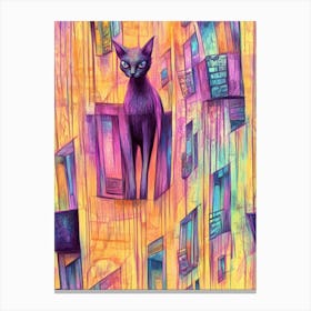 Cat In The City 1 Canvas Print