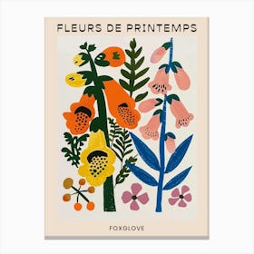 Spring Floral French Poster  Foxglove 2 Canvas Print
