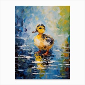 Brushstroke Duckling Impressionism Inspired 2 Canvas Print