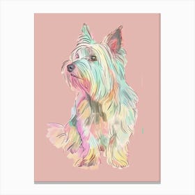Pastel Silky Terrier Dog Pastel Line Illustration  1 Canvas Print