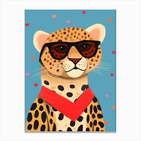 Little Cheetah 3 Wearing Sunglasses Canvas Print