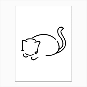 Cat Sleeping On A White Background hand drawing cute illustration Lienzo