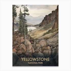 Yellowstone National Park Watercolor Vintage Travel Poster 2 Canvas Print