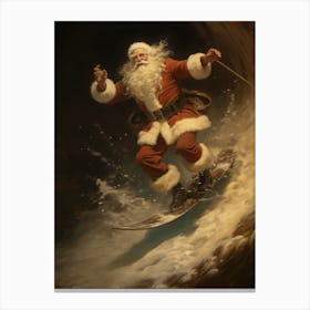 Santa Claus Snowboarding Canvas Print