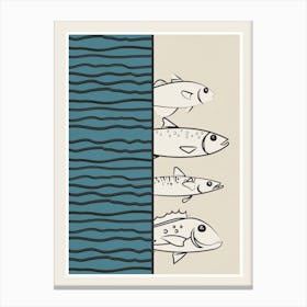 Abstract Fishes On A Wave 3 Canvas Print