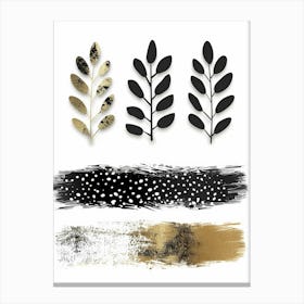 Black And Gold Leaves 1 Canvas Print