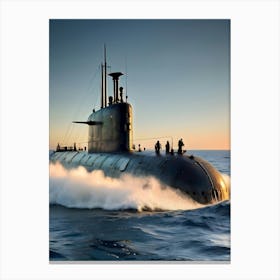 Submarine In The Ocean-Reimagined 9 Canvas Print