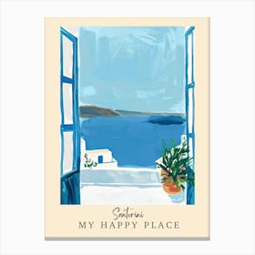 My Happy Place Santorini 1 Travel Poster Canvas Print