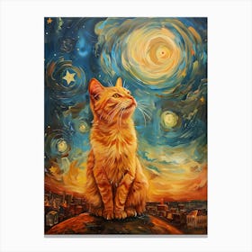 Starry Night Cat 11 Canvas Print