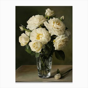 White Roses In A Vase 1 Canvas Print