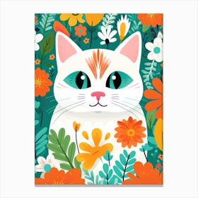 Cat In Flowers 1 Canvas Print