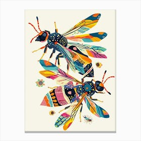 Colourful Insect Illustration Wasp 8 Canvas Print