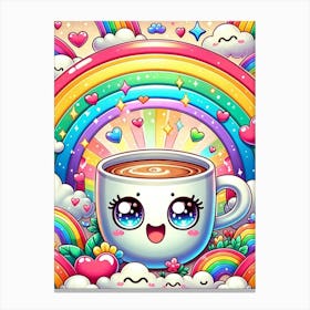 Kawaii Coffee Cup Canvas Print