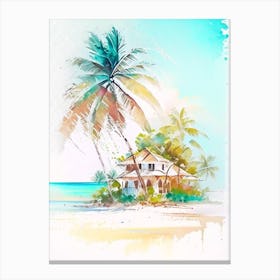 Cayo Coco Cuba Watercolour Pastel Tropical Destination Canvas Print