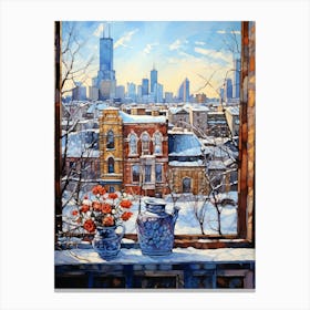 Winter Cityscape Chicago Usa 2 Canvas Print
