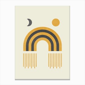 Moon Sun Rainbow Graphic Gold Black Canvas Print