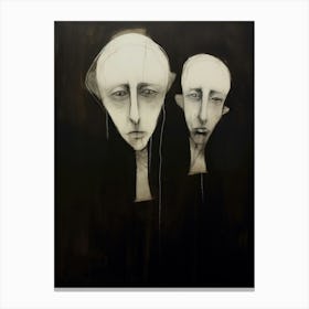Sketches Of Two Faces Charcoal Portrait 1 Canvas Print