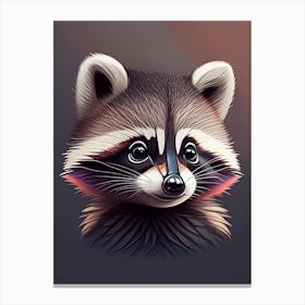 Common Raccoon Cute Digital Portrait Canvas Print