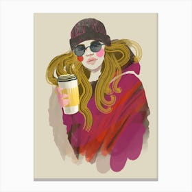 Lady With Coffee Canvas Print