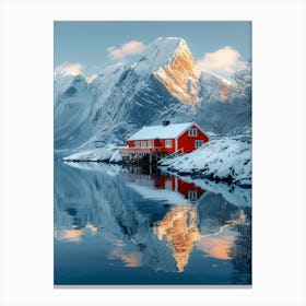 Red House In The Snow Canvas Print