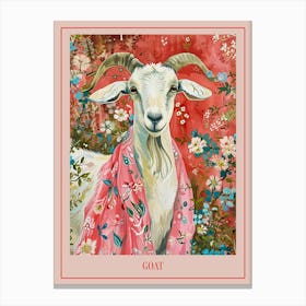 Floral Animal Painting Goat 1 Poster Canvas Print
