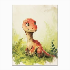 Cute Carnotaurus Dinosaur Watercolour 2 Canvas Print